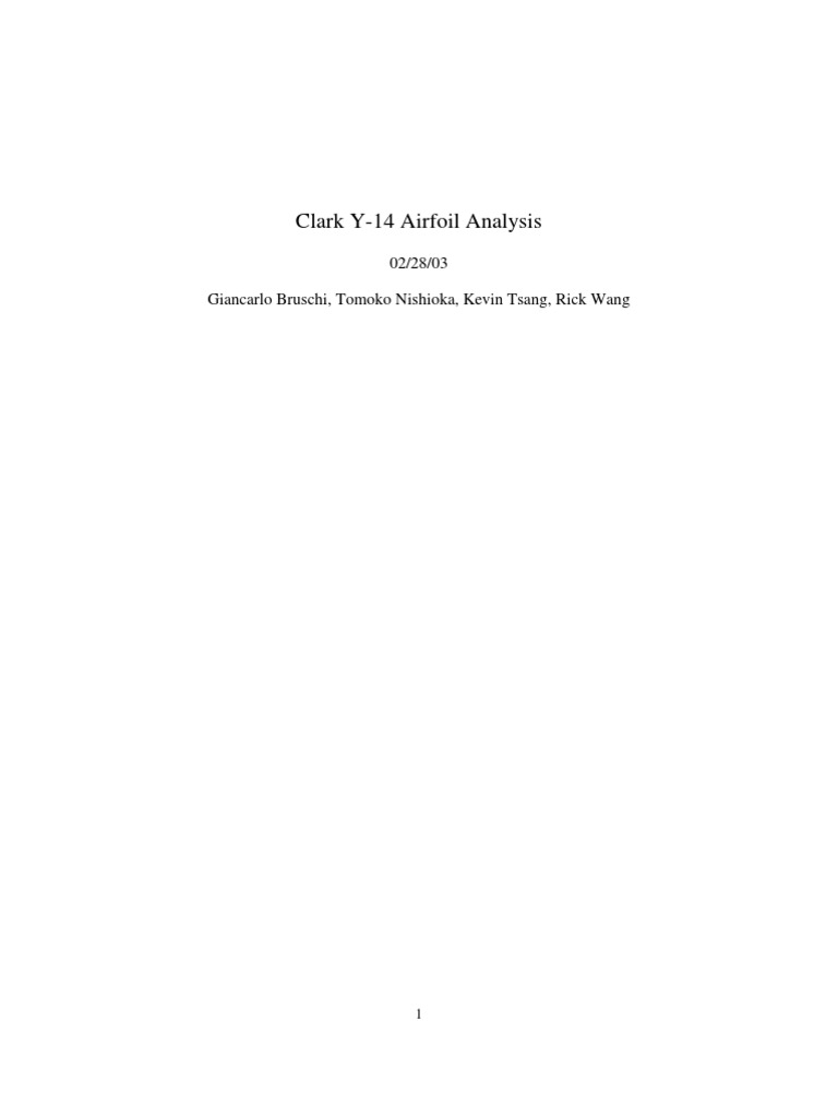 Clark Y-14 Airfoil Wind Tunnel Analysis | PDF | Lift (Force) | Airfoil