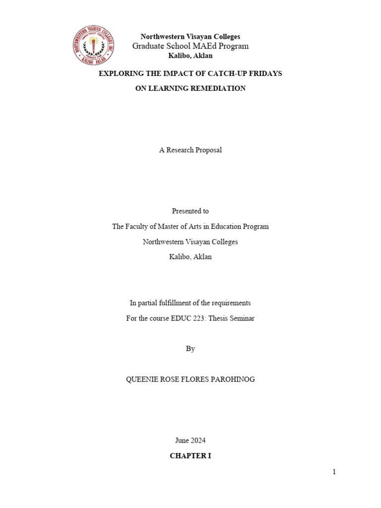 Catch-Up Fridays-Proposal | PDF | Constructivism (Philosophy Of ...