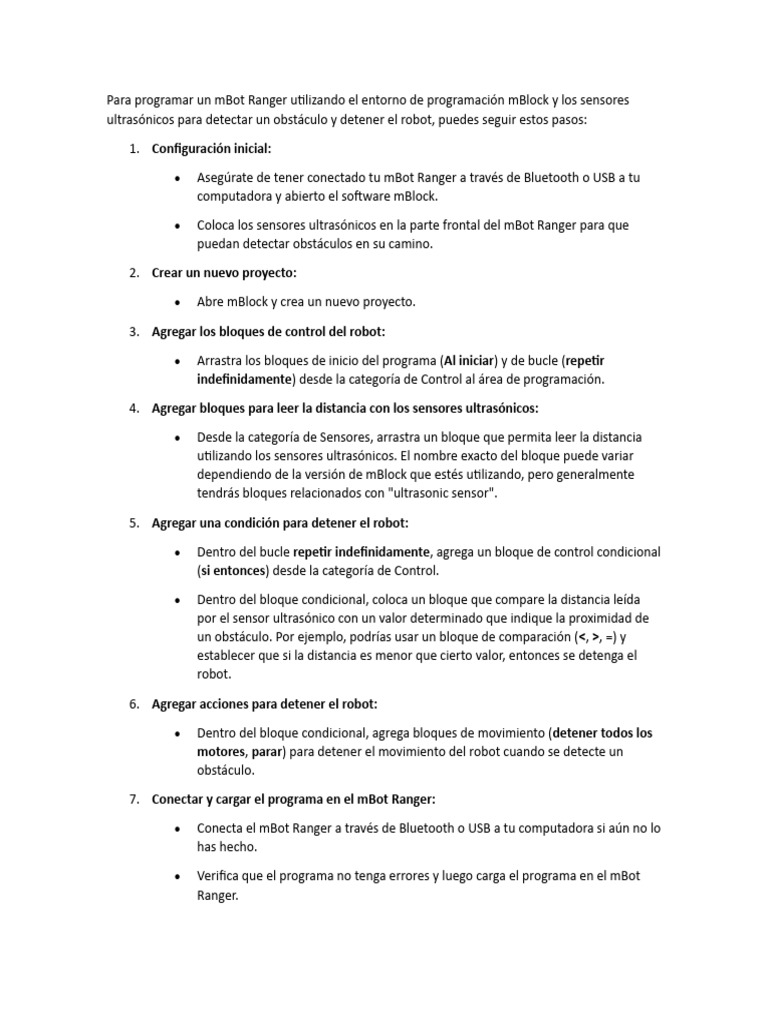 Instrucciones Mbot Ranger | PDF | Sensor | Robot