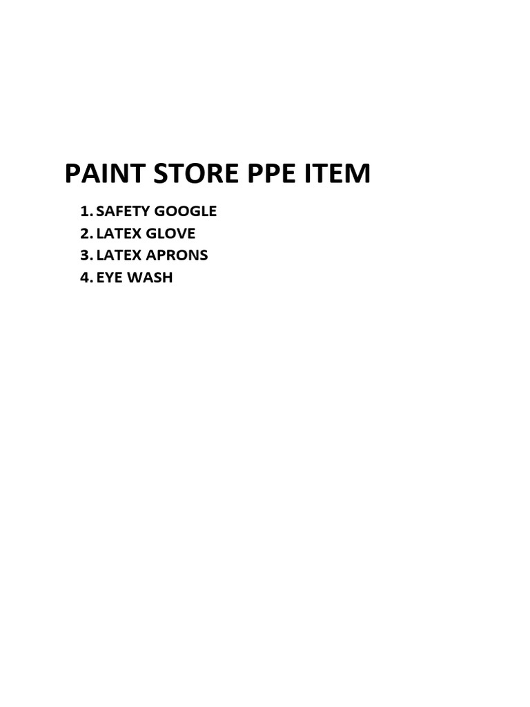 Paint Store Ppe Item PDF