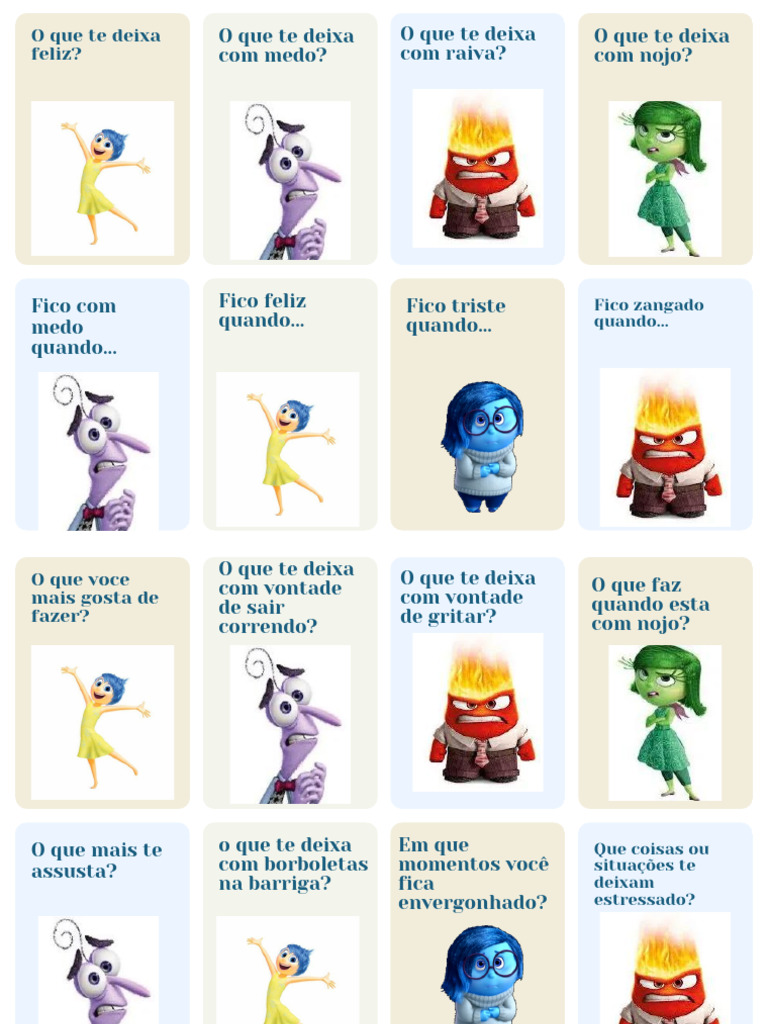 Baralho das emoções divertidamente | PDF