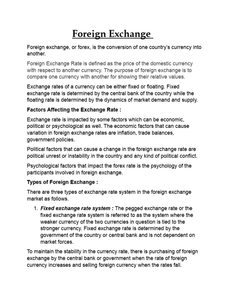 Understanding Foreign Exchange Rates | PDF | Exchange Rate | Floating ...