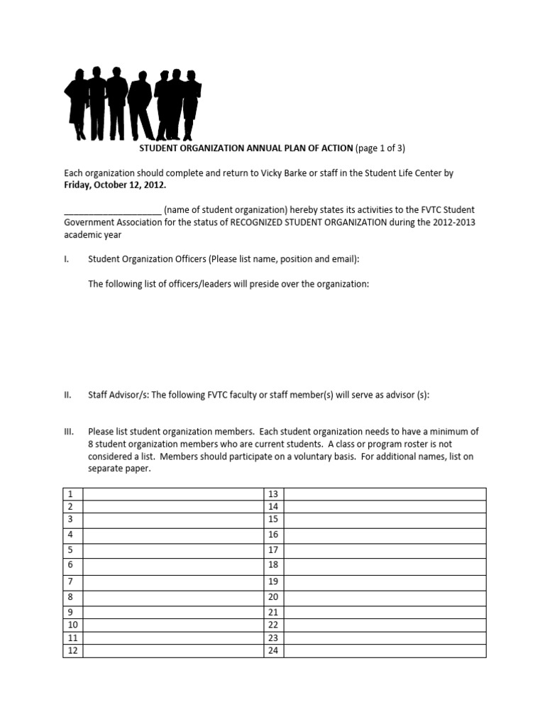 FVTC Student Organization Action Plan | PDF | Fundraising