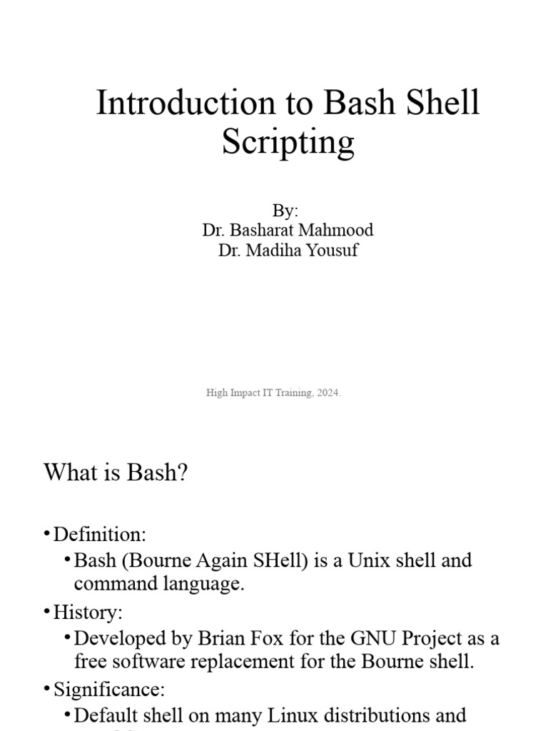 Bash Shell Scripting Presentation | PDF | Scripting Language | Computer ...