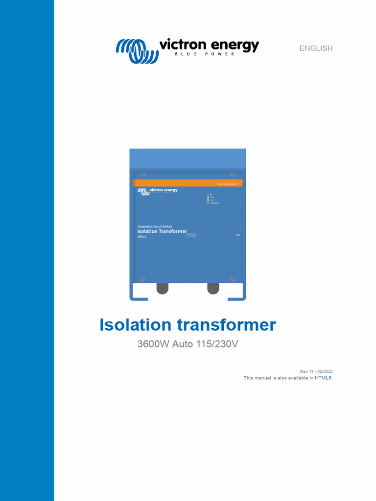 Marine Isolation Transformer Manual | PDF | Mains Electricity | Transformer