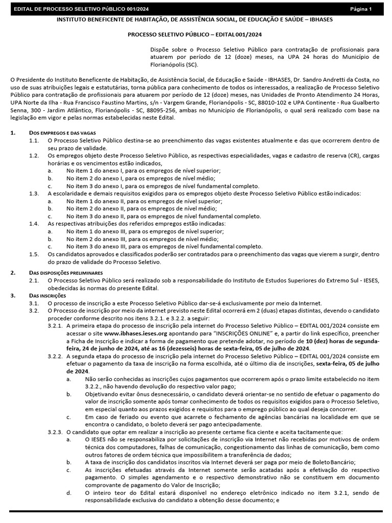 Edital de Abertura N 01 2024 | PDF | Pós-graduação | Mestrado