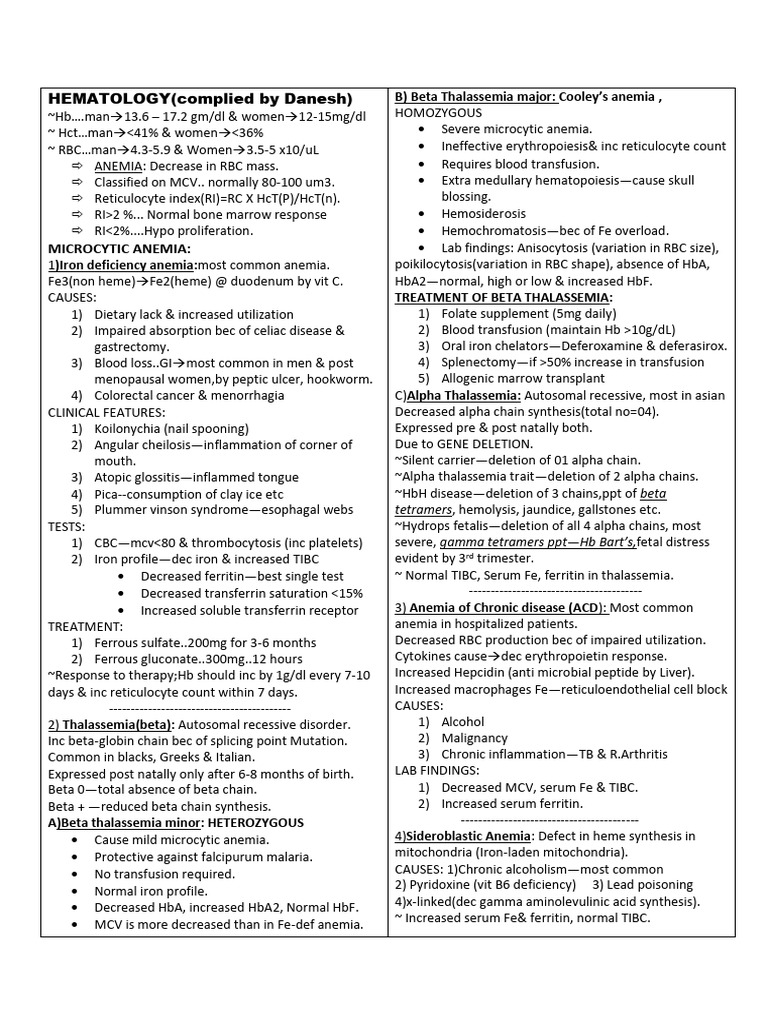 Comprehensive Guide to Anemia Types | PDF | Anemia | Coagulation