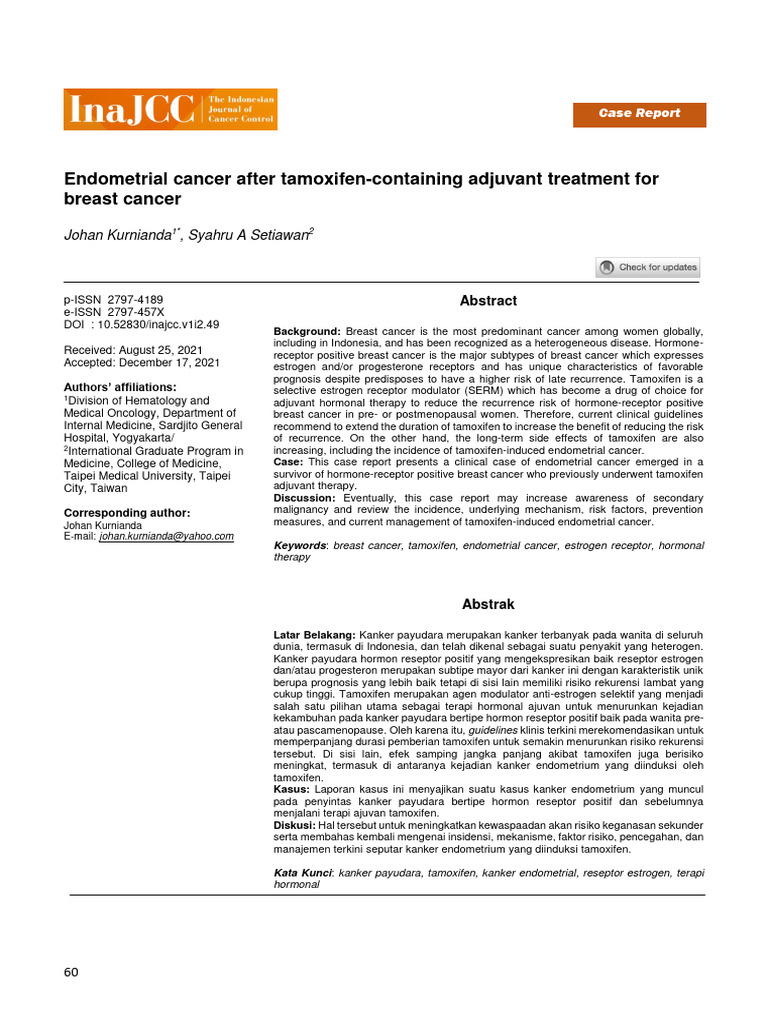 Endometrial Cancer Post-Tamoxifen Therapy | PDF | Breast Cancer | Cancer