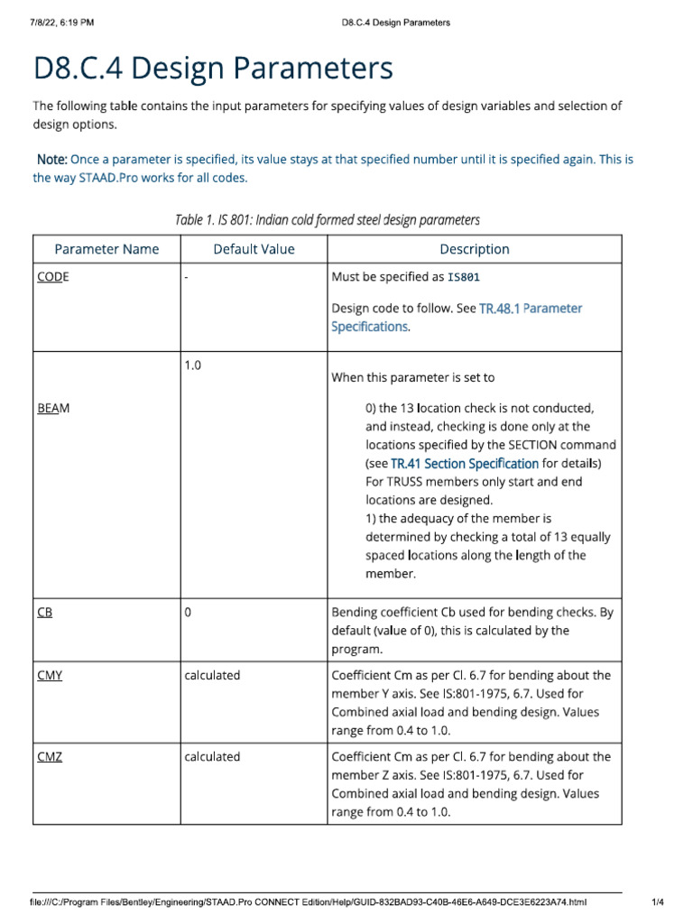 D8.C.4 Design Parameters | PDF