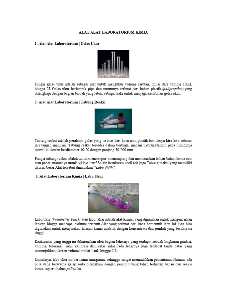 Alat Alat Laboratorium Kimia | PDF | Griya & Taman | Kesehatan Holistik