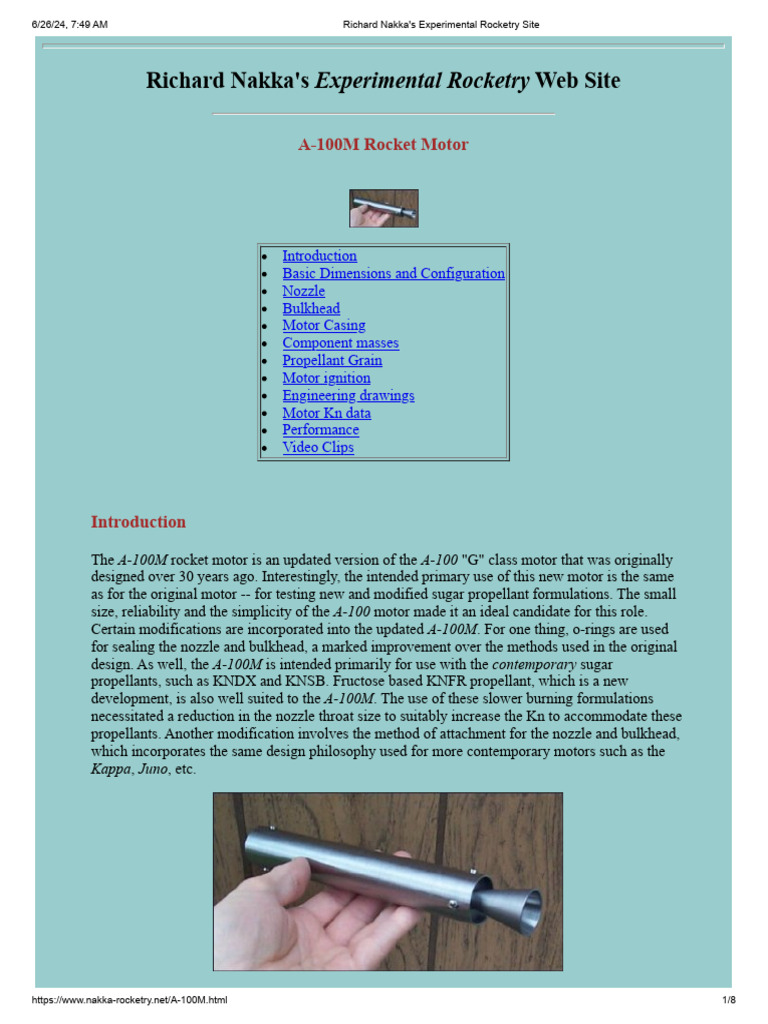 A-100M Rocket Motor Overview | PDF | Rocket Propellant | Rocket