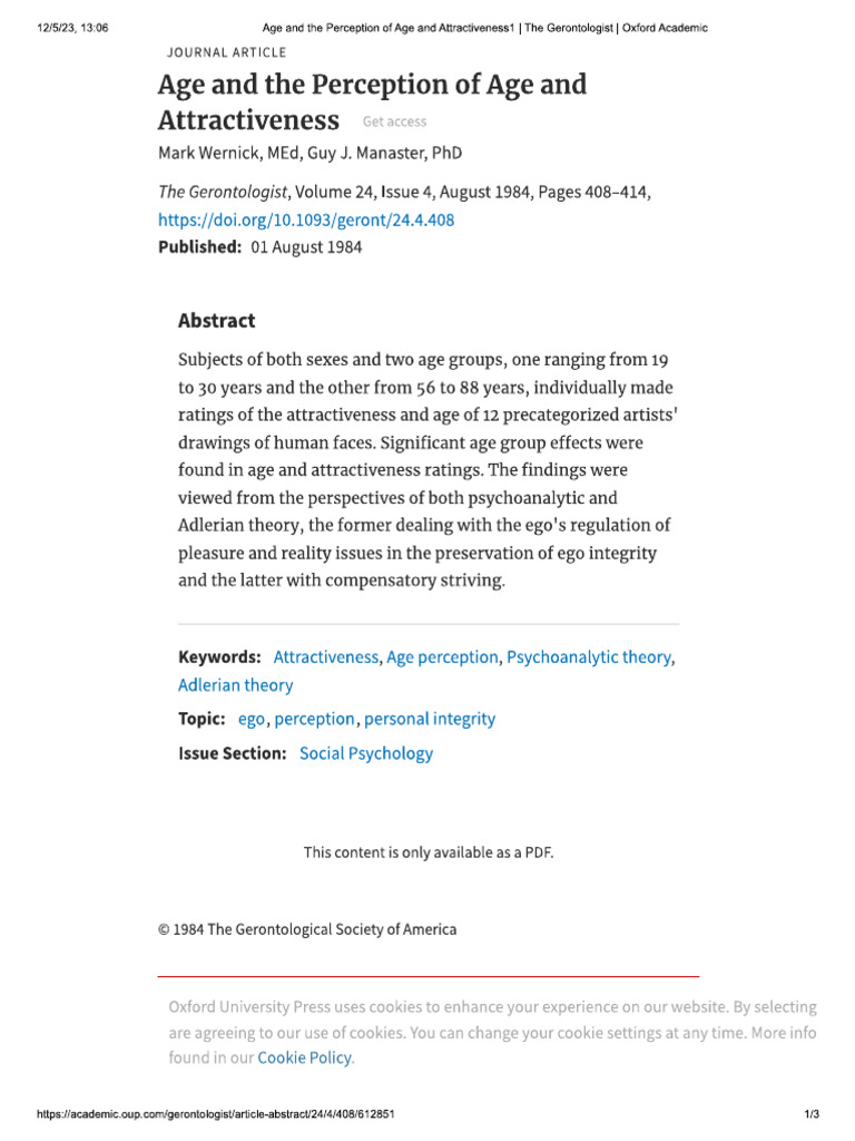 003 - Age and and The Perception of Age and Attractiveness | PDF