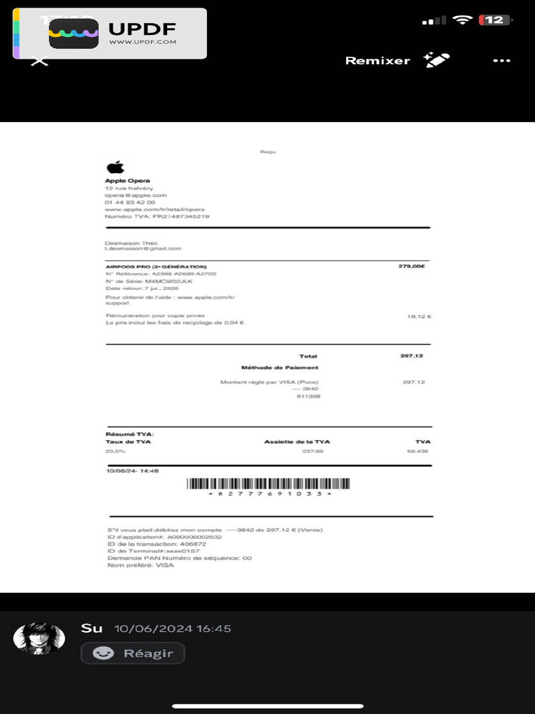 Facture Apple Air Pods | PDF