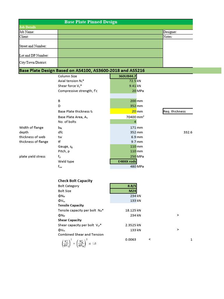 Base Plate Pinned Australian | PDF | Building Engineering | Classical ...