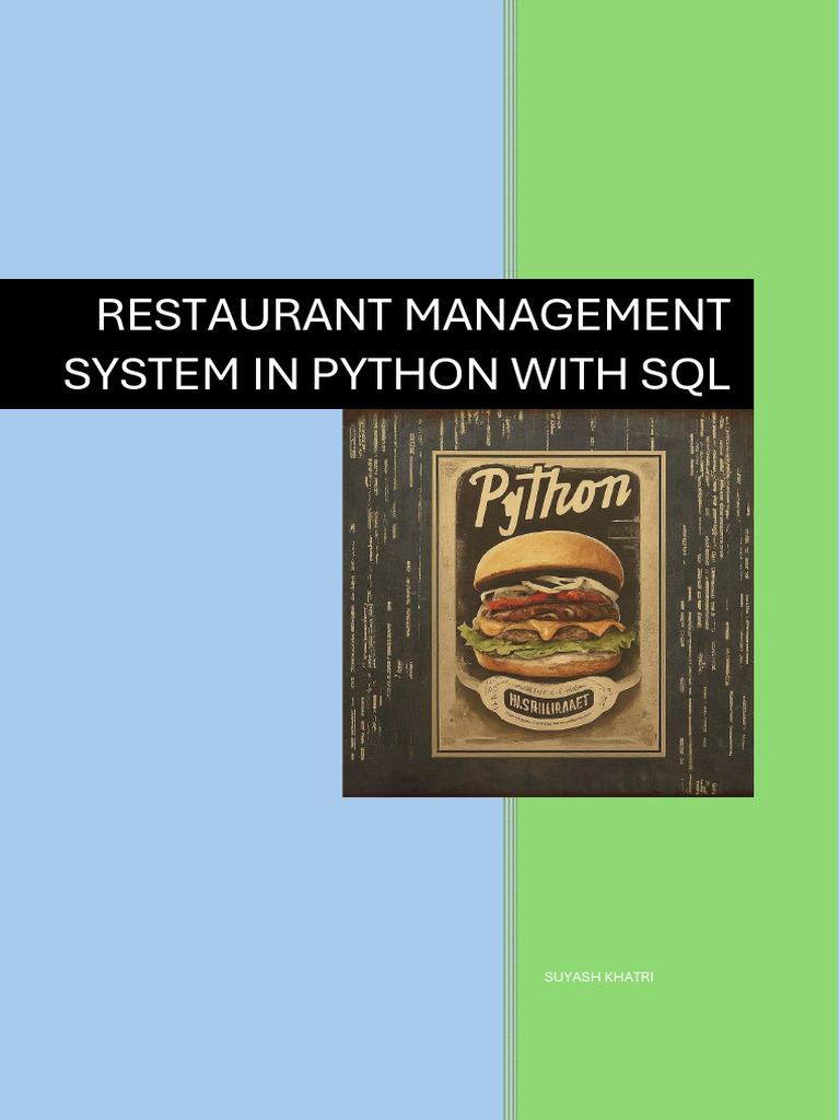 Python Restuarant Mangemtn System | PDF | Menu | Computer Data