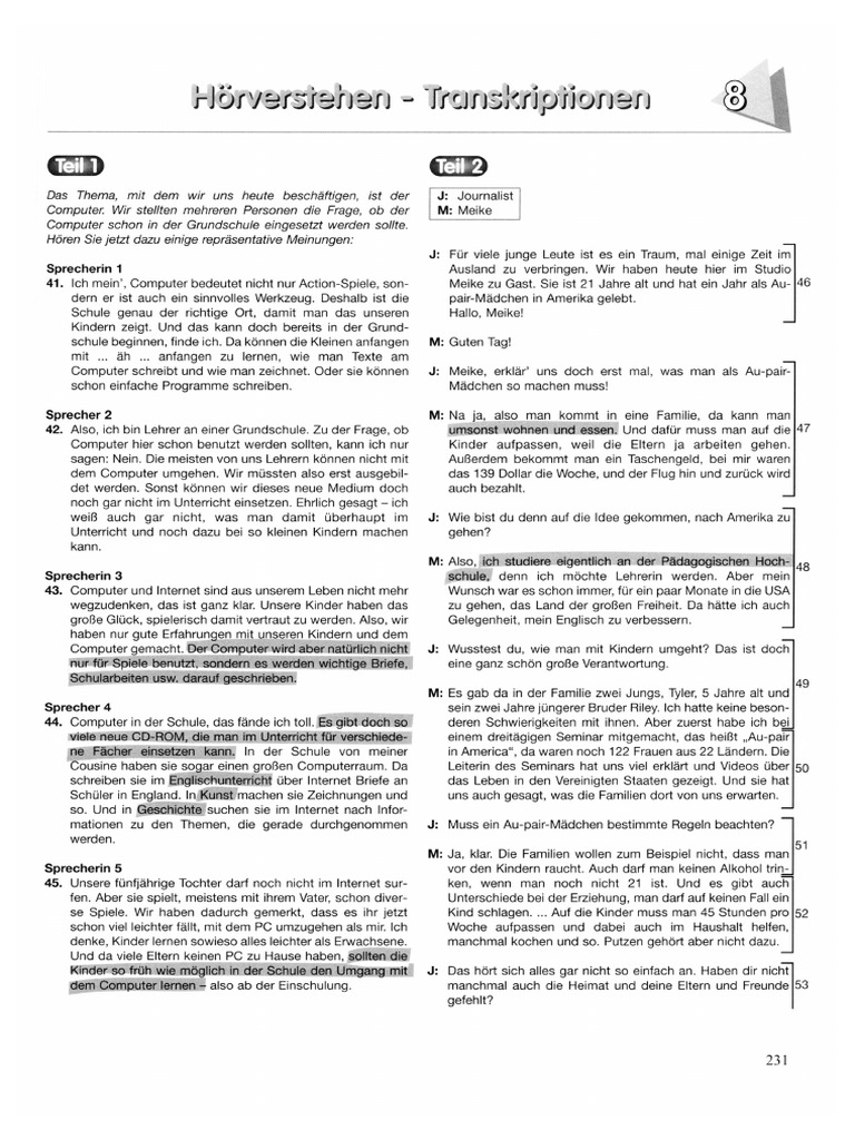 Transkription Test 8 | PDF
