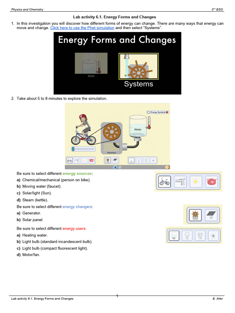 Energy Forms and Changes Lab Activity | PDF | Compact Fluorescent Lamp ...