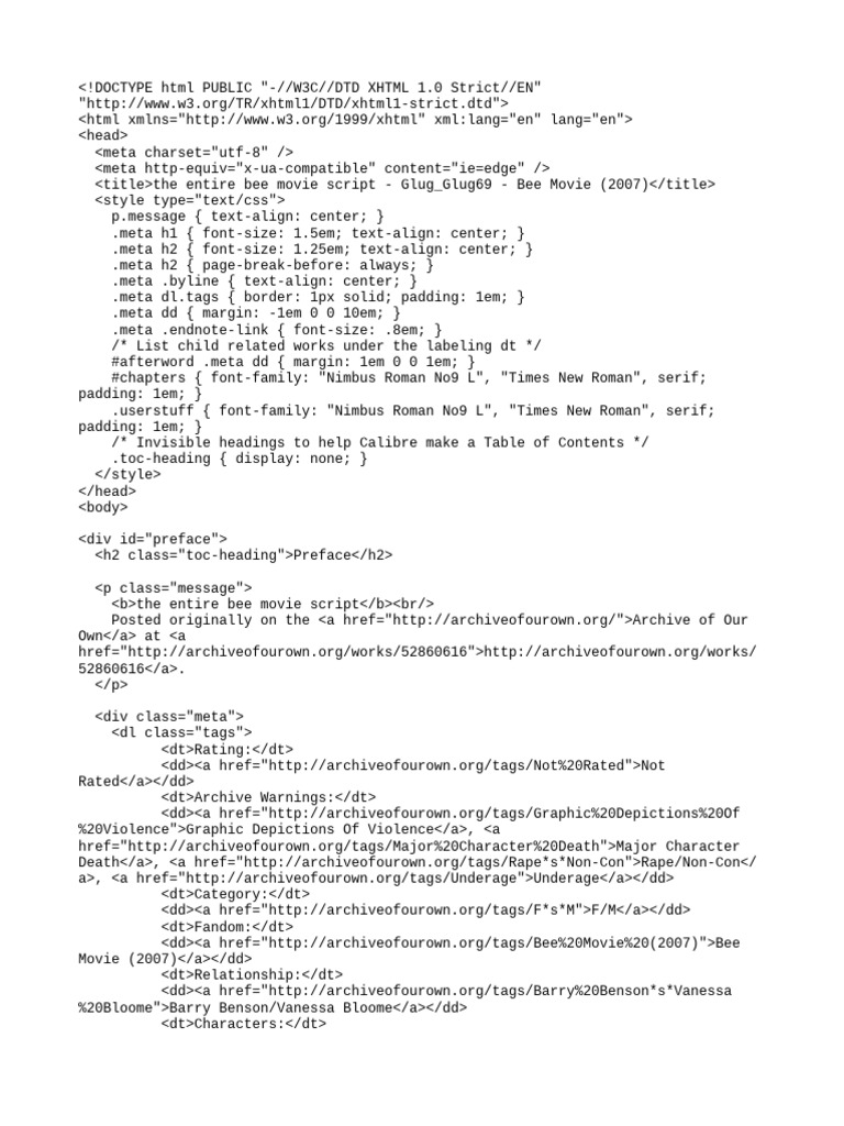 Complete Bee Movie Script PDF | PDF | Bees | Honey