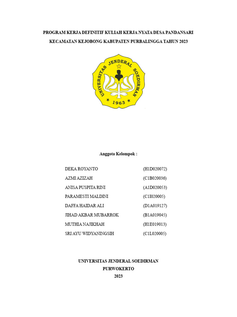 Program Kerja Kuliah Kerja Nyata 2023 | PDF