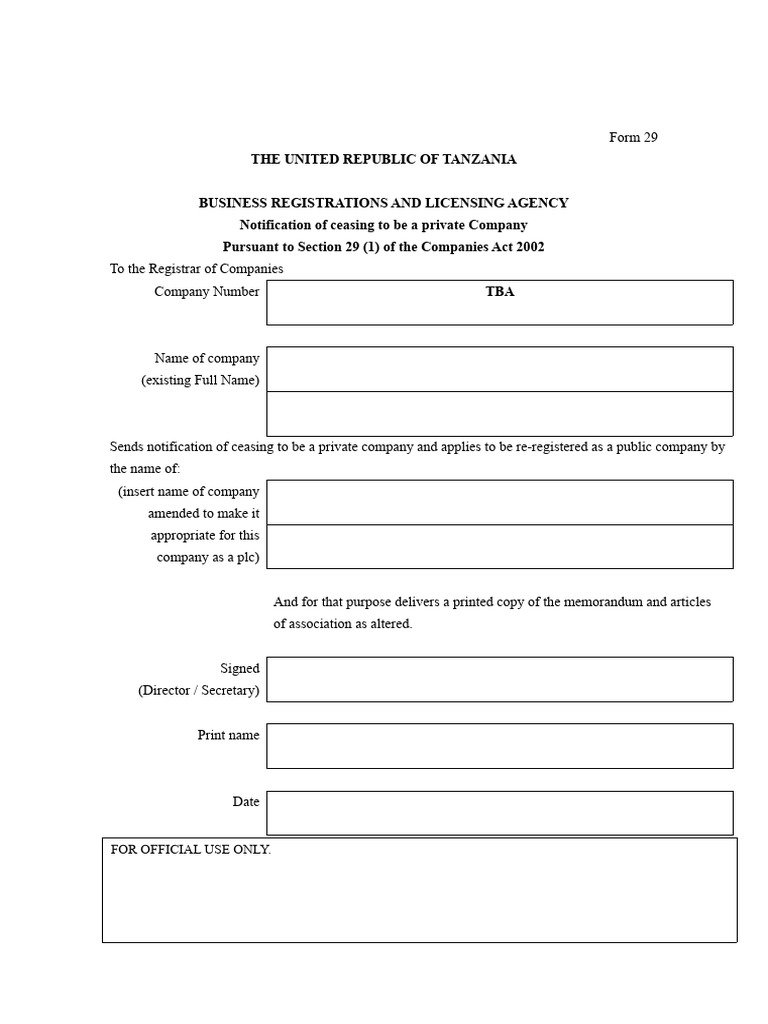 Notification of Company Status Change | PDF