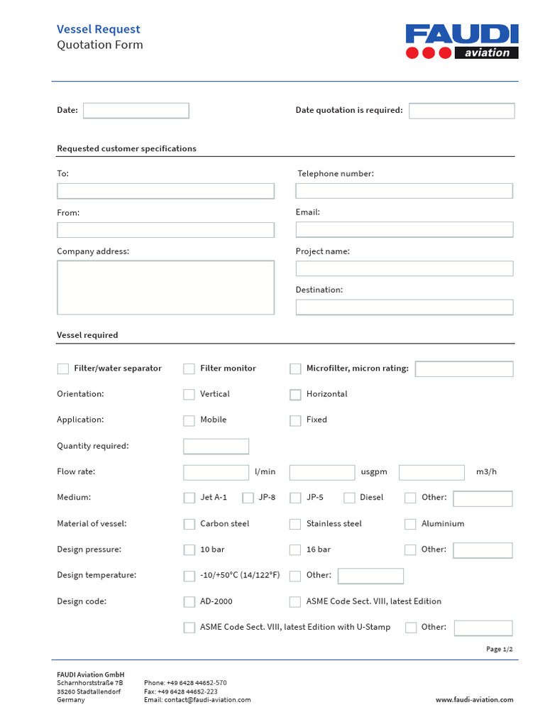 Vessel Request Quotation Form | PDF