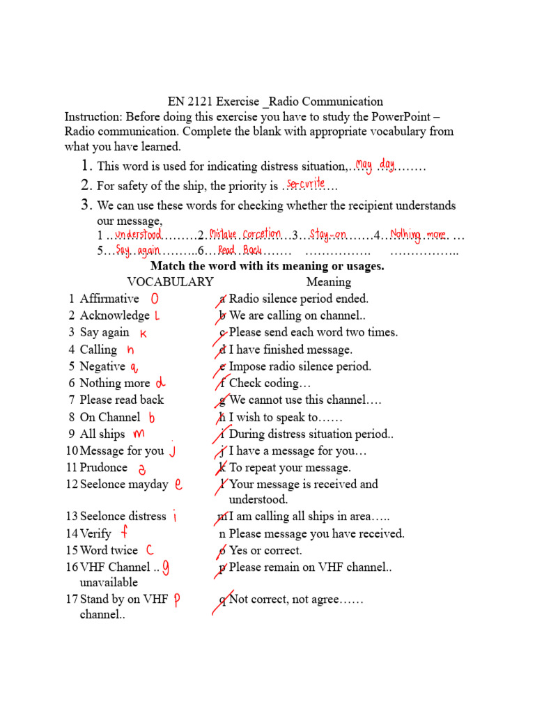 2 Radio Comm Exercise Pdf