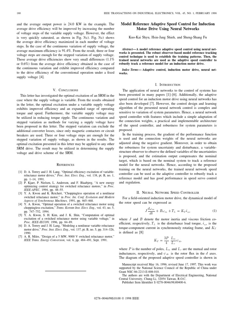 Model Reference Adaptive Speed Control For Induction Motor Drive Using ...