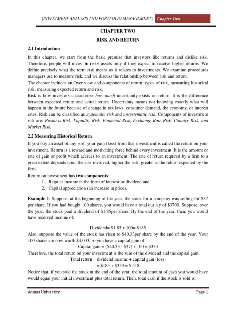 Investment CH 02 | PDF | Investing | Financial Risk