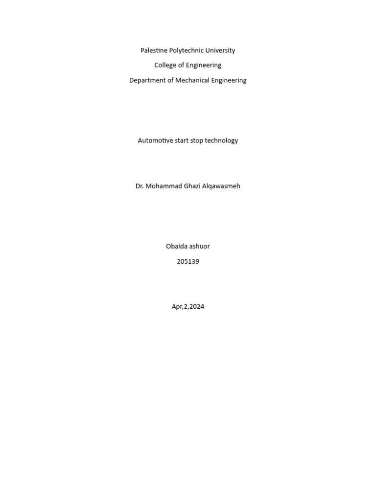 Automotive Start-Stop Technology Overview | PDF | Vehicles | Vehicle ...