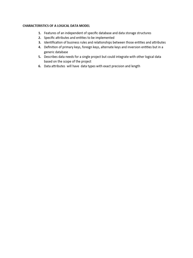 Logical Data Model Features | PDF