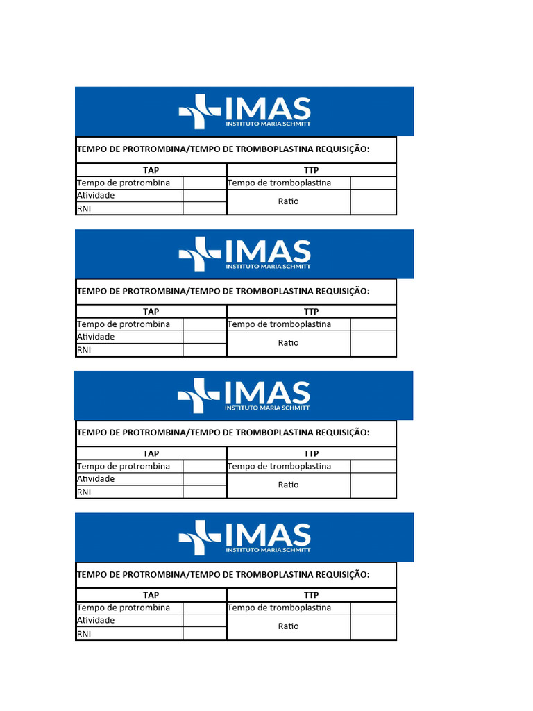 Requisição de TAP e TTP na Hemostasia | PDF | Ciências e Matemática