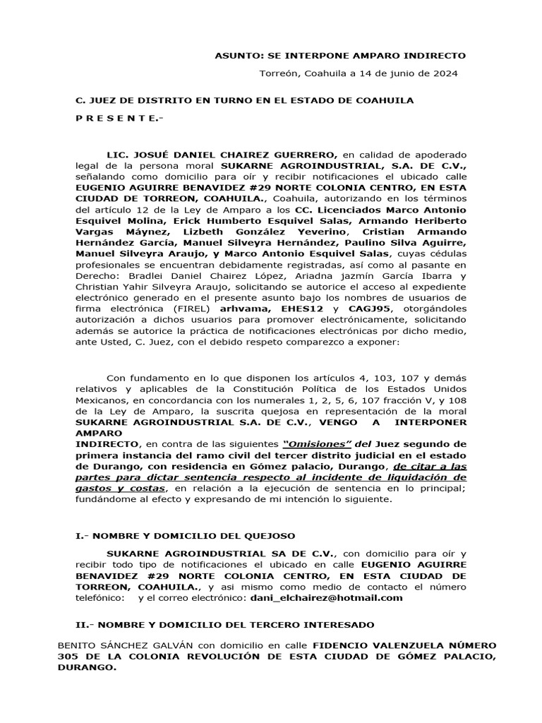 Se Presenta Amparo Indirecto POR OMISION 858-21 | PDF | Caso de ley ...
