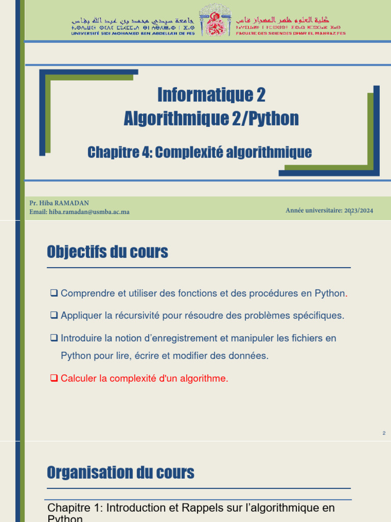 Complexité algorithmique en Python | PDF | Théorie de la complexité ...