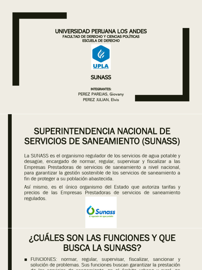Funciones y Regulación de SUNASS | PDF | Saneamiento | Agua