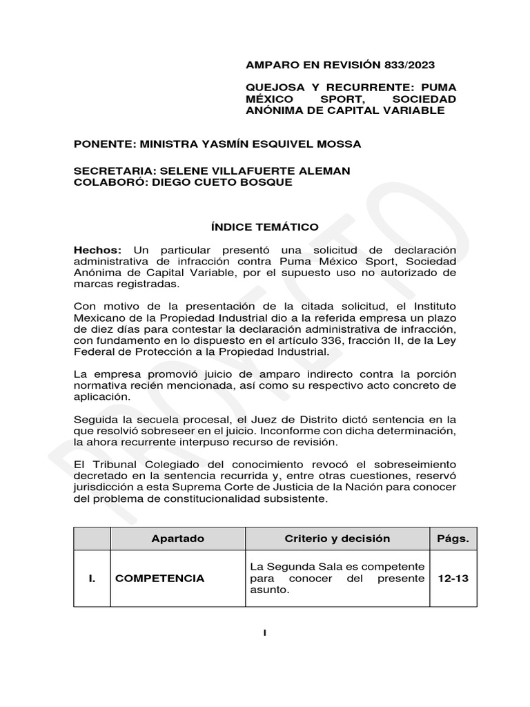 Amparo en Revisión 833/2023 | PDF | Sentencia (ley) | Judicaturas
