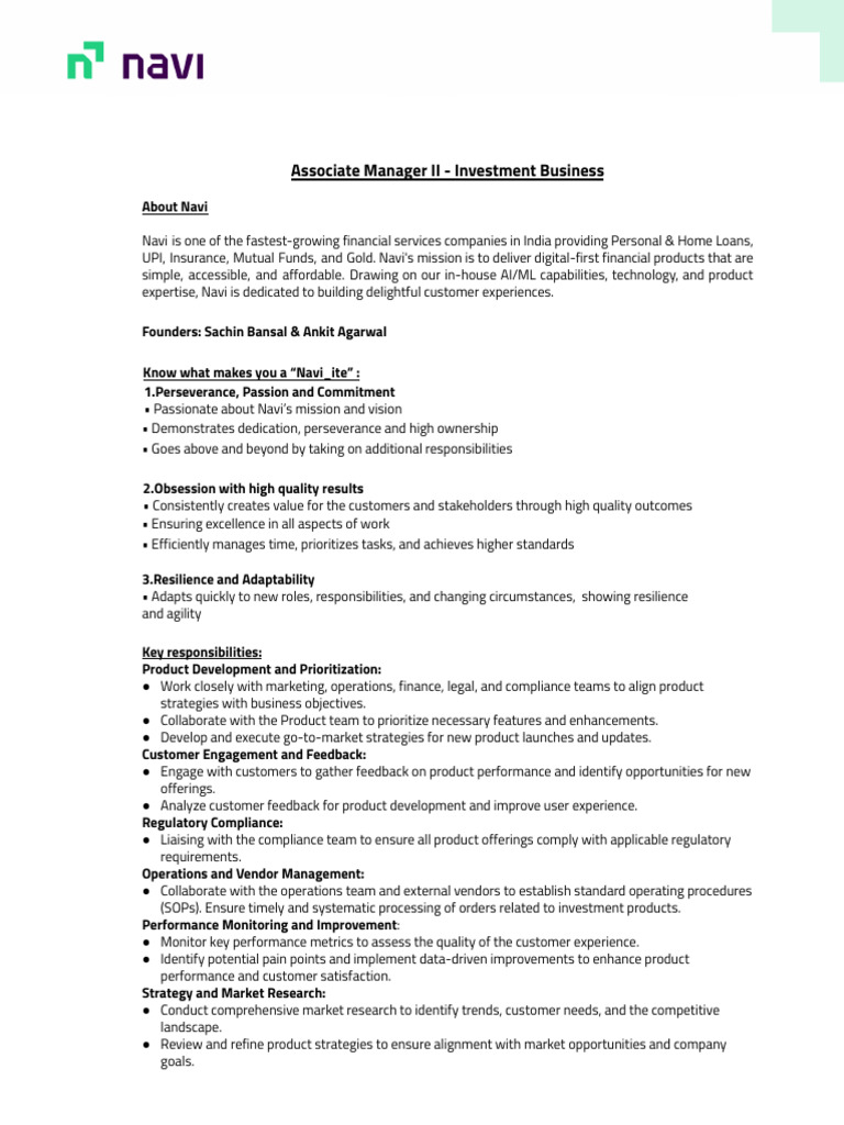 Associate Manager II - Investment Role | PDF | Regulatory Compliance ...