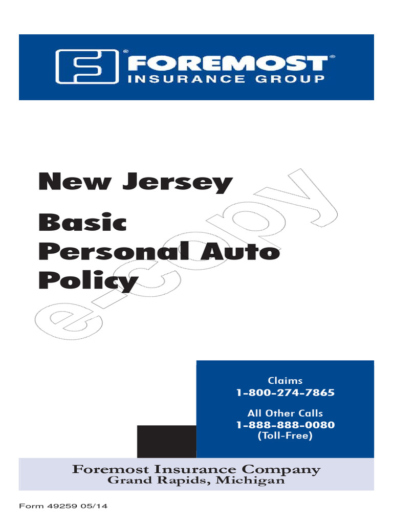 New Jersey Personal Auto Policy Guide | PDF | Liability Insurance ...