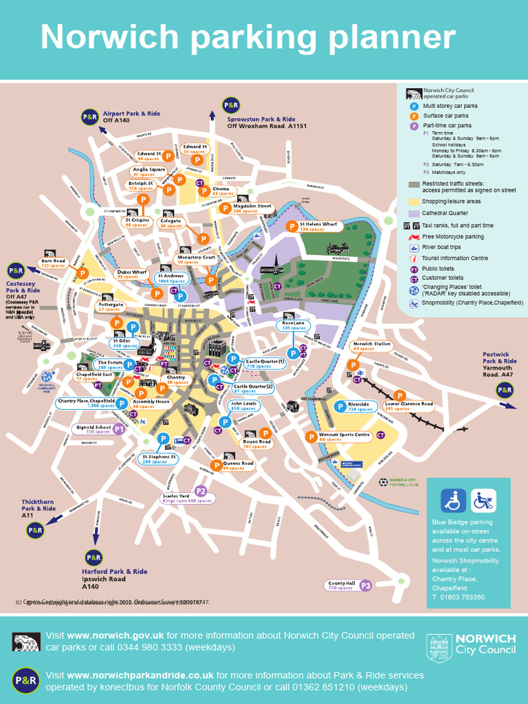 Norwich Parking Map PDF Workweek And Weekend Transport
