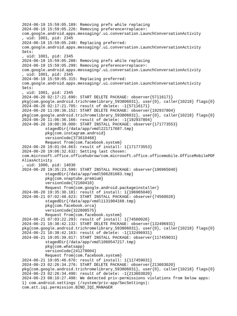 App Preference Management Logs | PDF | Android (Operating System ...