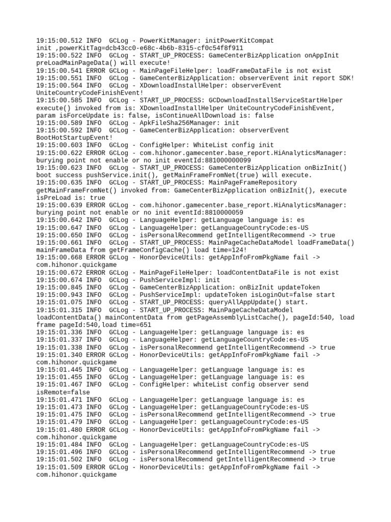 GameCenterBizApplication Log Analysis | PDF | Computer Science | World ...
