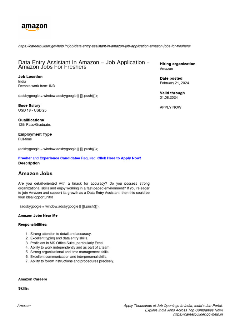 Amazon Data Entry Assistant Application | PDF | Data | Computing