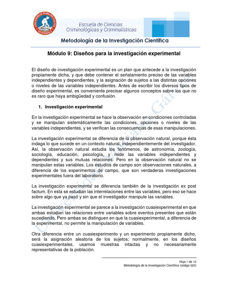 Módulo 9 Diseños para la investigación experimental | PDF ...