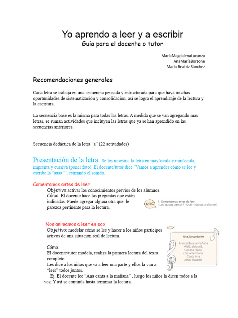 Guía para aprender a leer y escribir | PDF