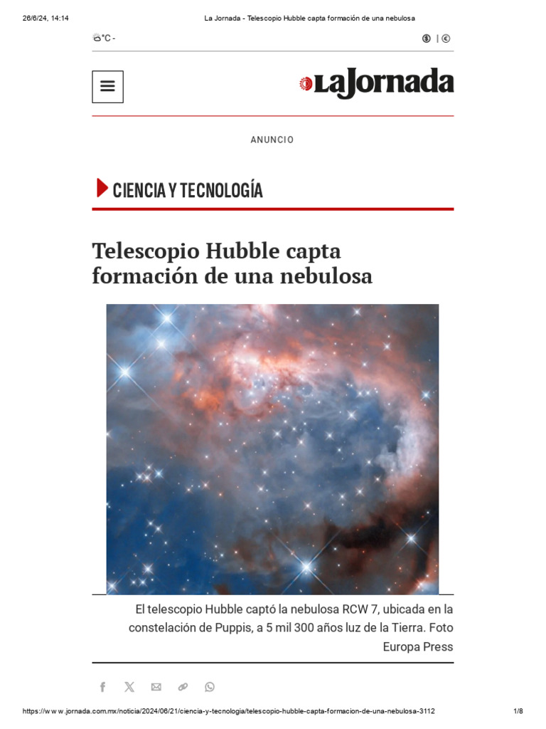 Hubble captura formación de nebulosa RCW 7 | PDF | Estrellas | Nebulosa