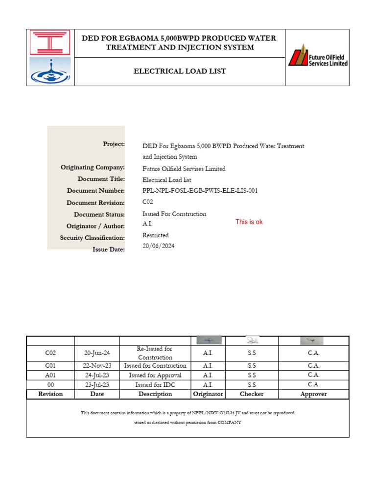 Ppl npl fosl egb pwis ele lis 001 electrical load list c02 pdf
