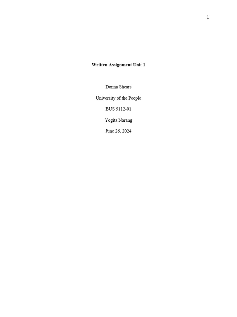 Written Assignment Unit 1 - Jun. 24 at 10 - 28 Am | PDF | Marketing ...
