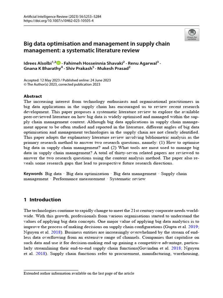 Big Data Optimization in Supply Chains | PDF | Supply Chain Management ...