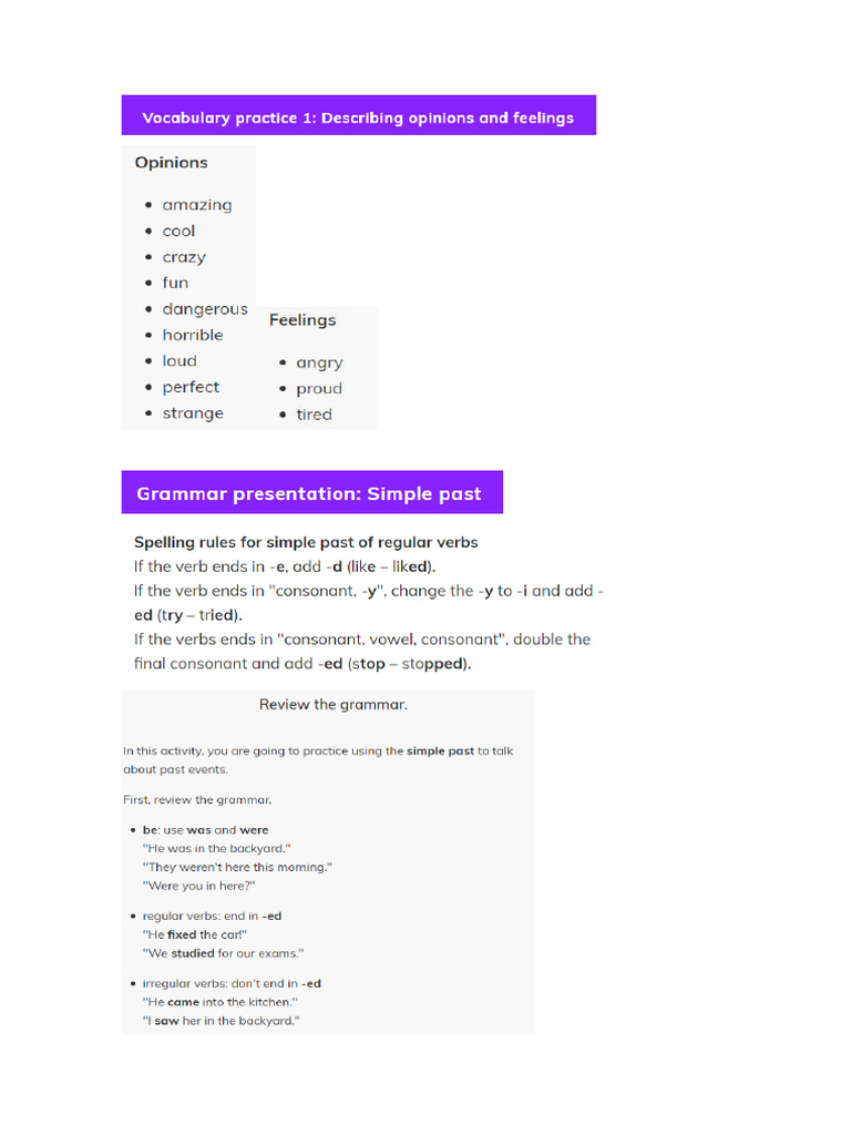 Ingles A2 Unidad 5 | PDF