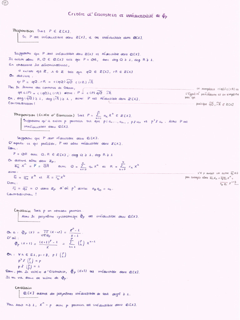Dev 11 Critère D'eisenstein PDF