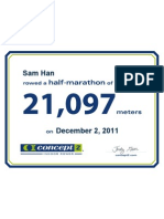 Concept2 2011 December 02 Half Marathon Certificate